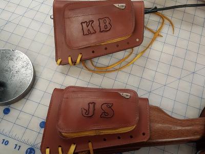 Cartridge Holder For Belt Or Strap, Custom, Full Grain Leather, Hand tooled, Hand Made in the Okanagan, Oliver, B.C., Canada.