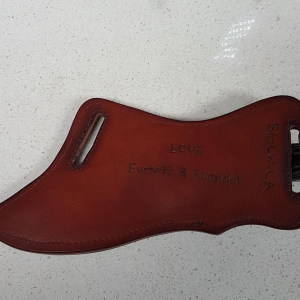 Knife Sheath For Quick draw, Custom, Full Grain Leather, Hand tooled, Hand made in the Okanagan, Oliver, B.C., Canada.