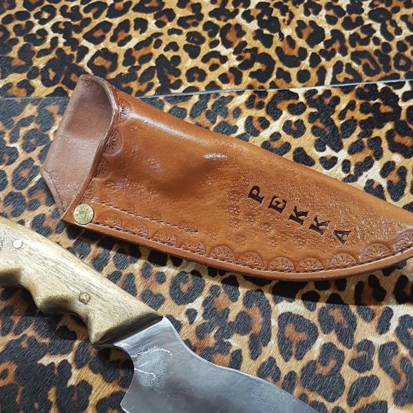 Knife Sheath Assorted, Custom, Full Grain Leather, Hand tooled, Hand made in the Okanagan, Oliver, B.C., Canada.