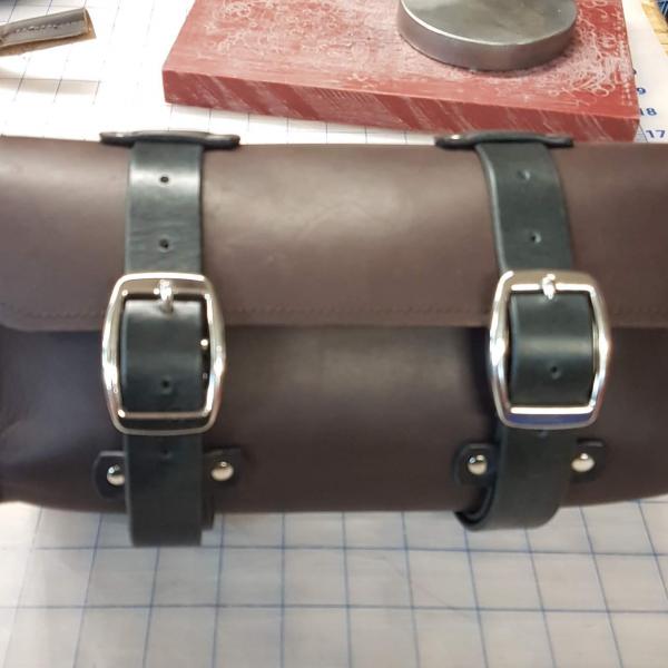 Biker Tool Bag, Custom, Full Grain Leather, Hand tooled, Hand made in the Okanagan, Oliver, B.C., Canada.