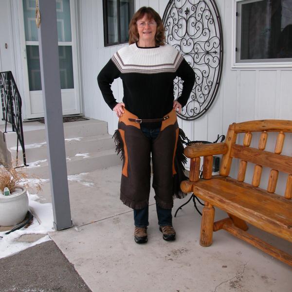 Chaps, Full Grain Leather, Hand tooled, Hand made in the Okanagan, Oliver, B.C., Canada.