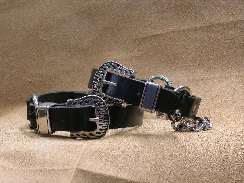Biker Boot Chains With Flame Buckles, Custom, Full Grain Leather, Hand tooled, Hand Made in the Okanagan, Oliver, B.C., Canada.
