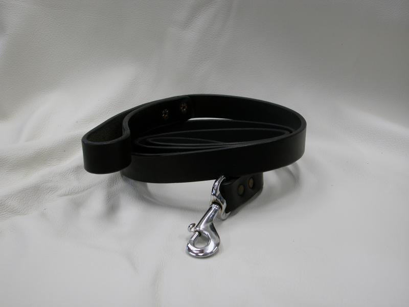 Dog Leash Midnight Black Colour, Custom, Full Grain Leather, Hand tooled, Hand Made in the Okanagan, Oliver, B.C., Canada.
